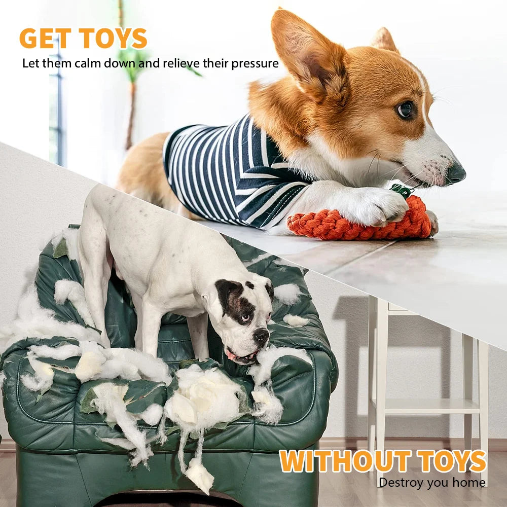 15x Tough Dog Toys Bundle Chew Rope Knot Ball Squeakers Pet Puppy Teething Toy