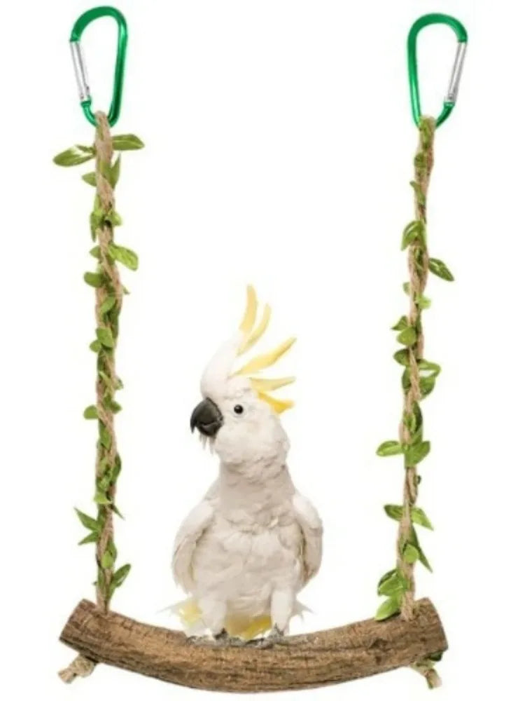 Parrot Stand Swing Toy Wood Perch Resistant Puzzle Fitness Bird Perch Stand