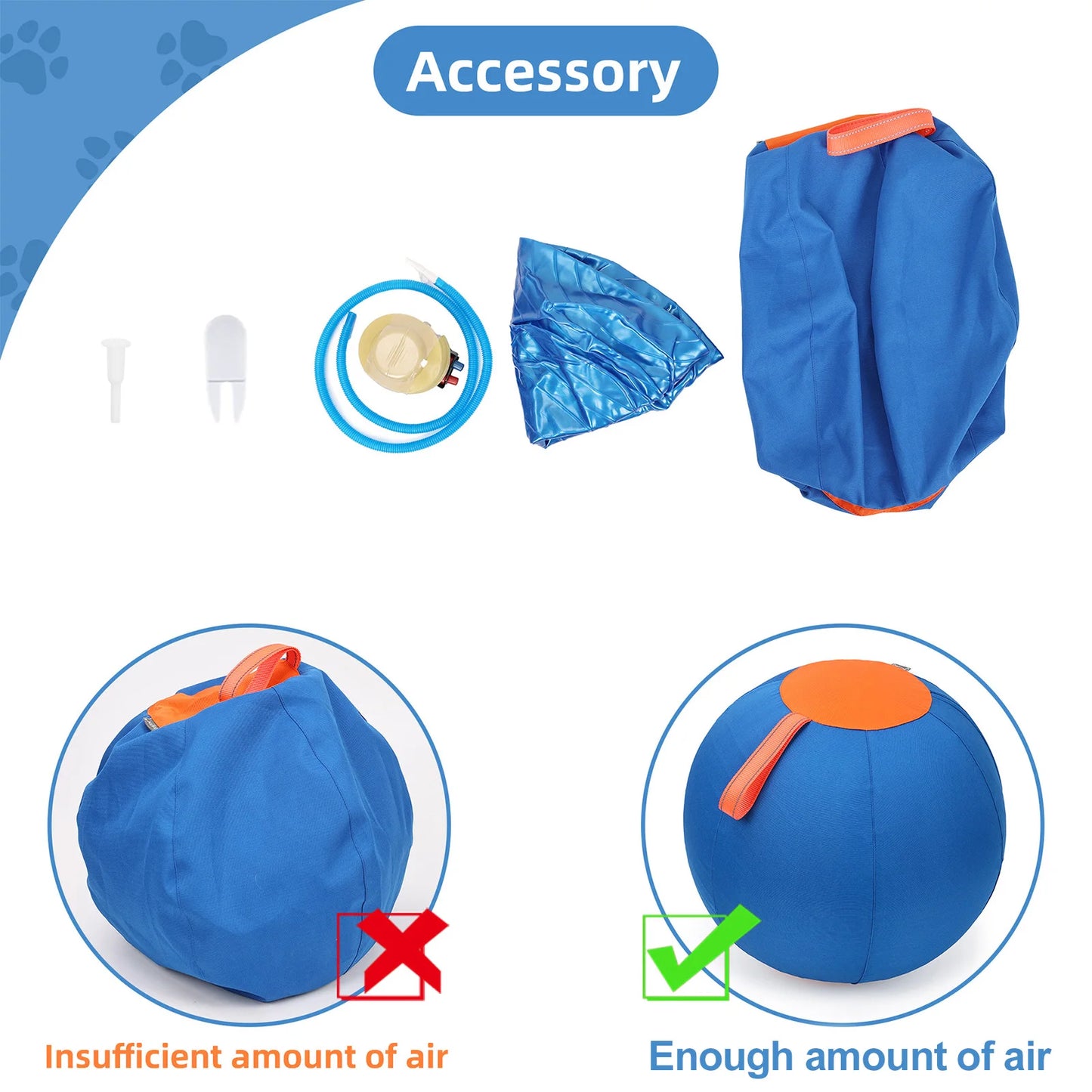 Dog Soccer Ball Toy with Heavy-Duty Handle Cover & Pump Dog Exercise Ball for Australian Shepherd Border Collie Cattle Dogs