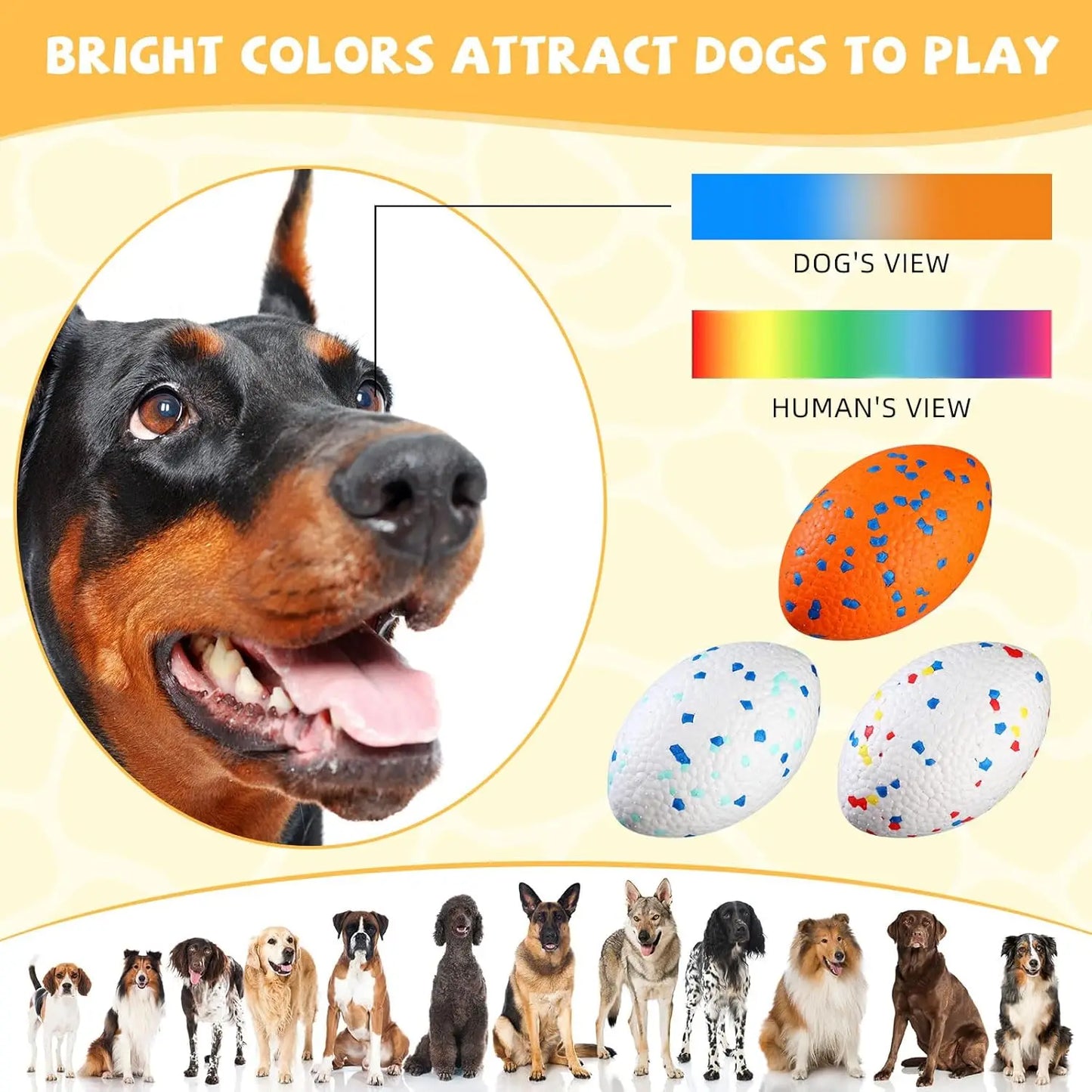 Dog Ball for Aggressive Chewers Tough Large Indestructible Dog Footballs Outdoor Floating Fetch Game Pets Toys