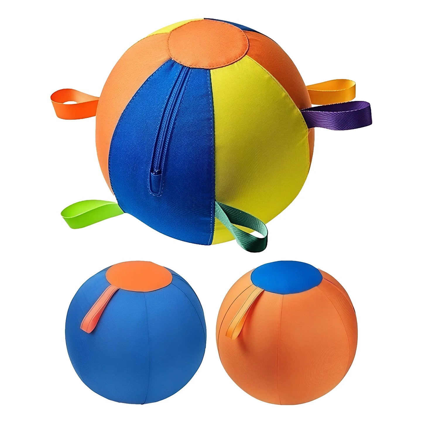 Dog Soccer Ball Toy with Heavy-Duty Handle Cover & Pump Dog Exercise Ball for Australian Shepherd Border Collie Cattle Dogs