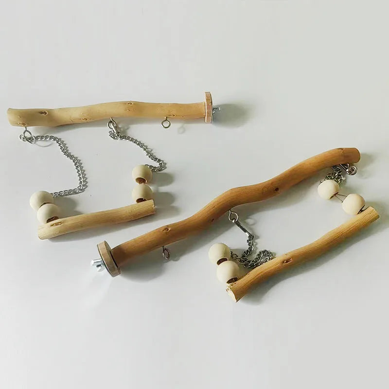 Natural Wood Pet Parrot Toy Bird Swing Exercise Climbing Standing Wooden Toys Pet Parrot Macaw Hammock Bird Toy