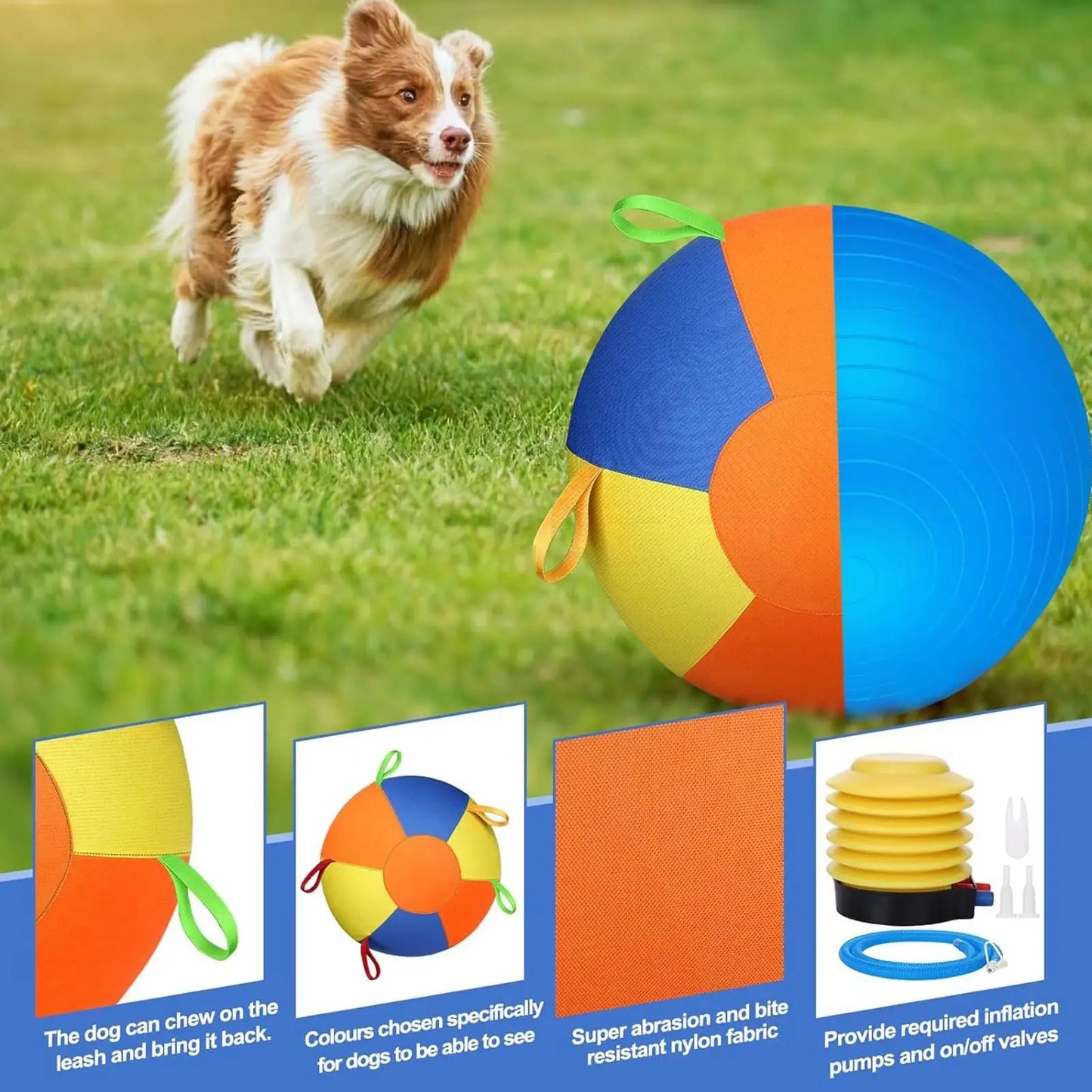 NEW Dog Herding Ball Interactive Calming Pet Supplies Small Dog Calming Ball Herding Toys for Outdoor Yard Water Pool Puppy Play