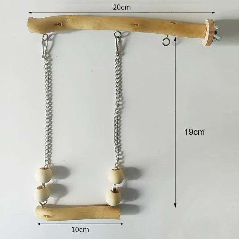 Natural Wood Pet Parrot Toy Bird Swing Exercise Climbing Standing Wooden Toys Pet Parrot Macaw Hammock Bird Toy