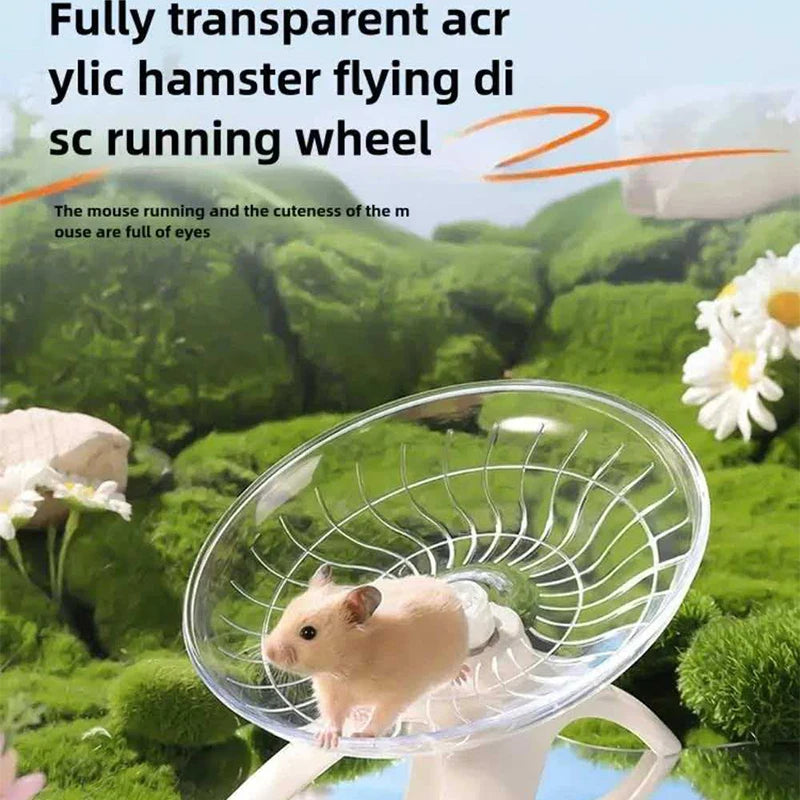 Silent Hamster Flying Saucer Wheel Quiet Exercise Runner for Syrian Hamsters Hedgehogs & Squirrels - Stable Stand Non-Slip Toy